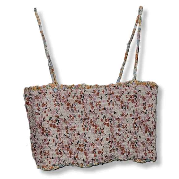 American Eagle Outfitters Reversible Floral Smocked Cottagecore Summer Crop Top - Picture 3 of 10